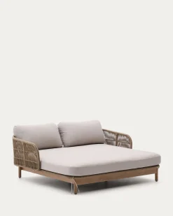 Kave Home 2-persoons Ligstoel Catalina Beige Touw en Acaciahout