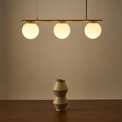 Kave Home Plafondlamp Brisia Metaal Messing Glas Ø15cm 3 Bollen