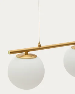 Kave Home Plafondlamp Brisia Metaal Messing Glas Ø15cm 3 Bollen
