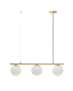 Kave Home Plafondlamp Brisia Metaal Messing Glas Ø15cm 3 Bollen