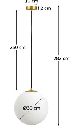 Kave Home Plafondlamp Brisia Metaal Messing Glas Ø30cm