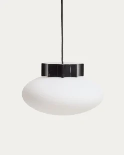 Kave Home Plafondlamp Idela Glas Marmer Zwart Ø26cm