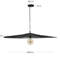 Kave Home Plafondlamp Makai Metaal Zwart Ø100cm