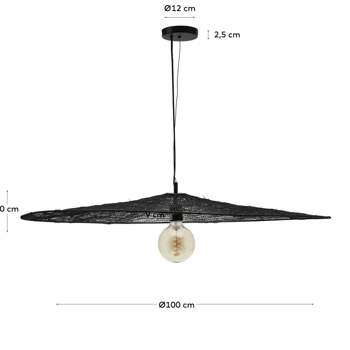 Kave Home Plafondlamp Makai Metaal Zwart Ø100cm