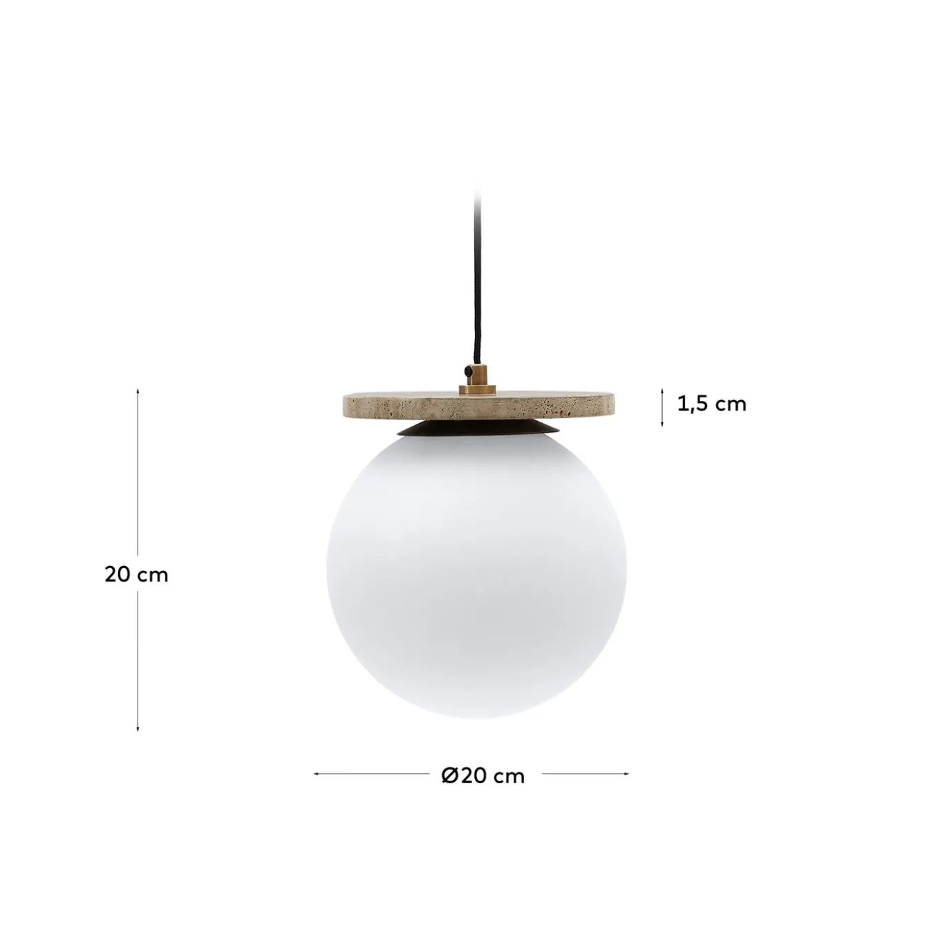 Kave Home Plafondlamp Malachi Glas en Travertijnsteen