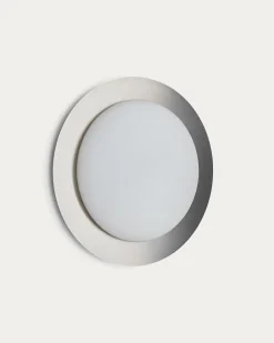 Kave Home Plafondlamp Novae Metaal Glas Lichtgrijs Ø40cm
