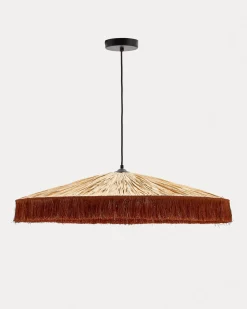 Kave Home Plafondlamp Pollensa Raffia Terracotta Franjes Ø75cm