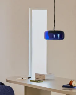 Kave Home Plafondlamp Reig Blauw Glas Ø38cm