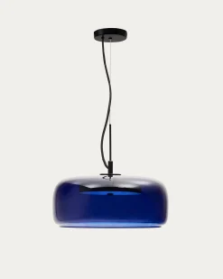 Kave Home Plafondlamp Reig Blauw Glas Ø38cm