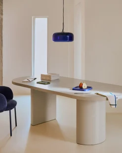 Kave Home Plafondlamp Reig Blauw Glas Ø38cm