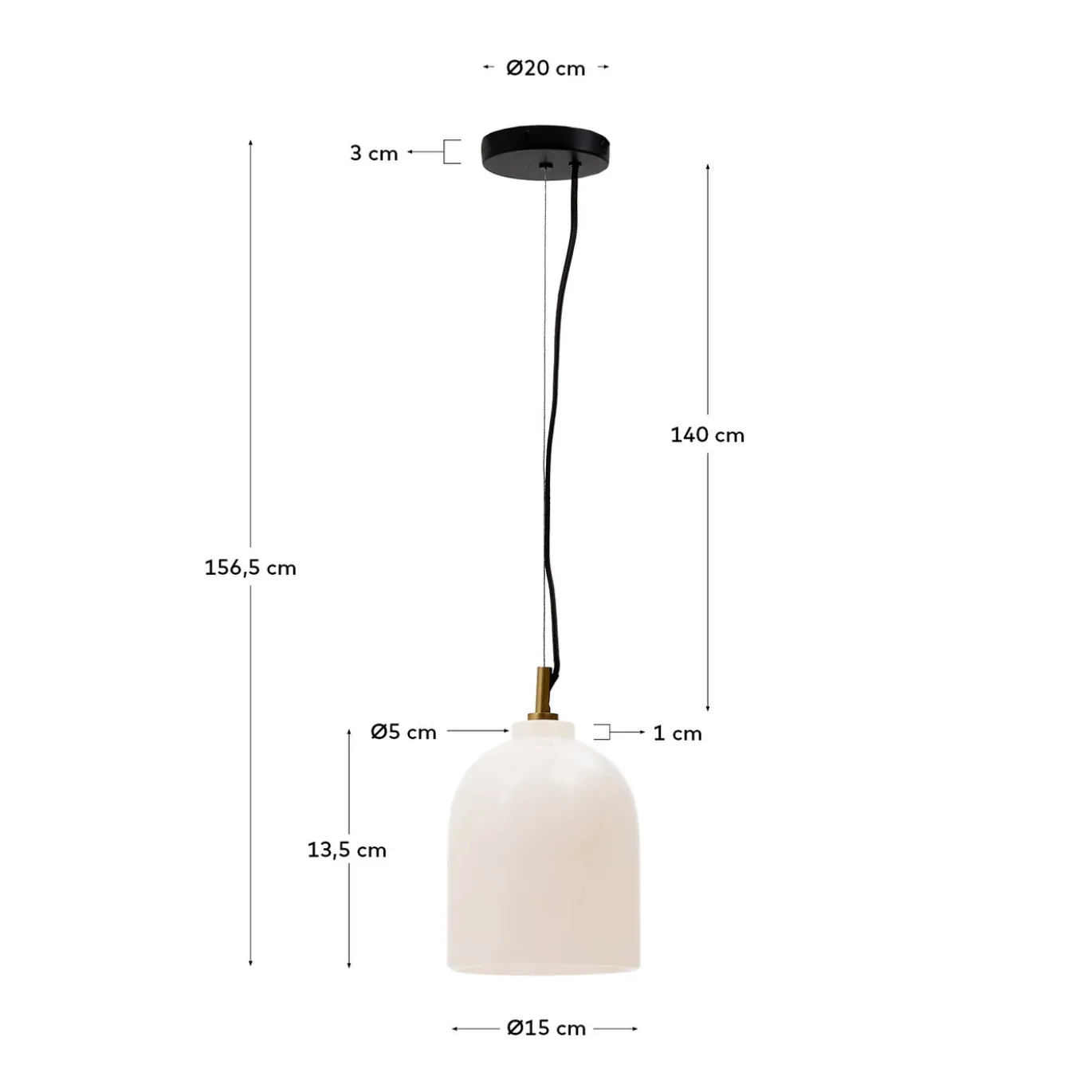 Kave Home Plafondlamp Shenli Albast Ø15cm