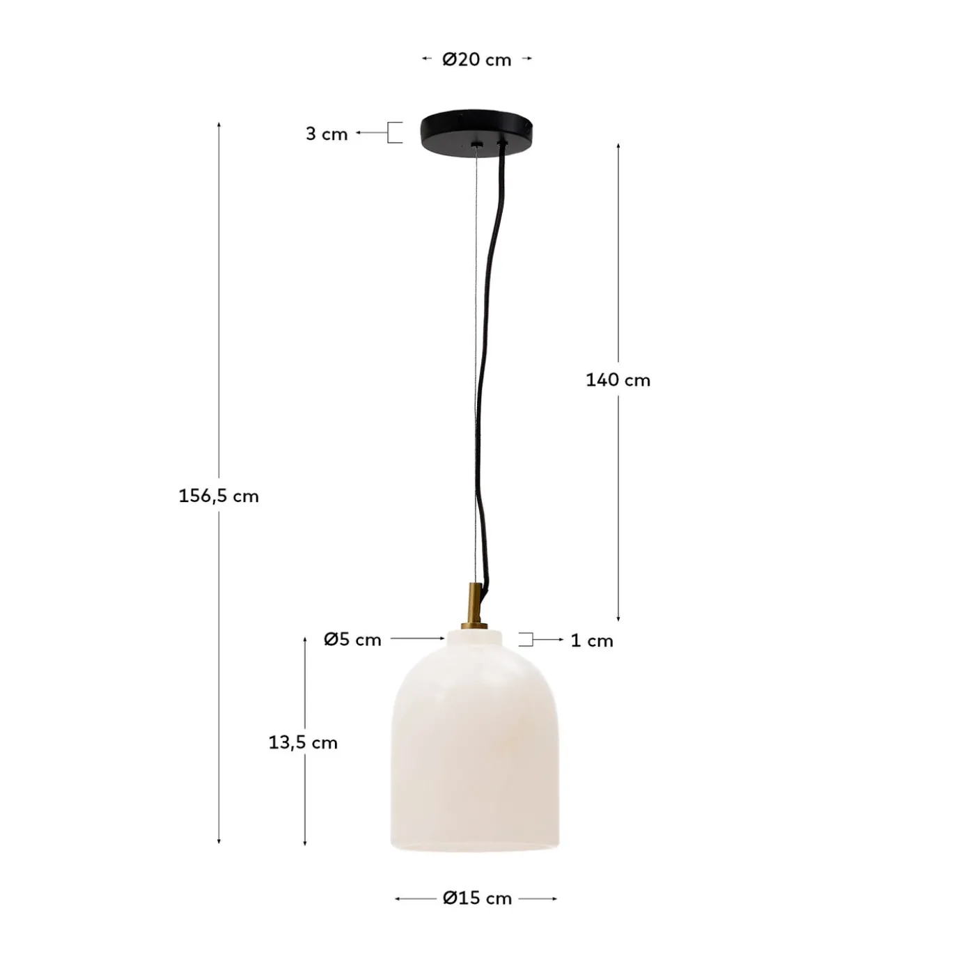 Kave Home Plafondlamp Shenli Albast Ø15cm