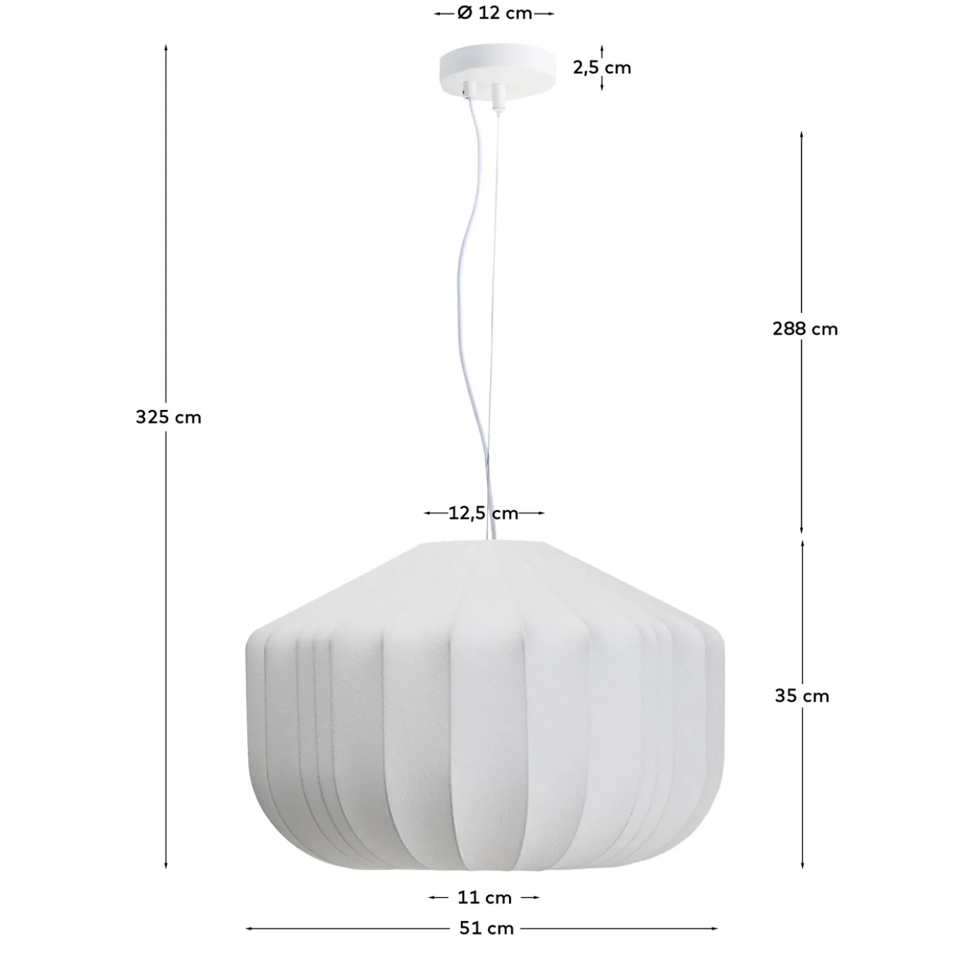 Kave Home Plafondlamp Somar Vezels en Stalen Staven Ø51cm