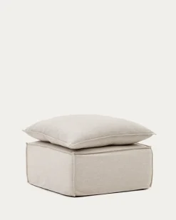 Kave Home Poef Anarela Beige Linnen Kussen 80x80cm
