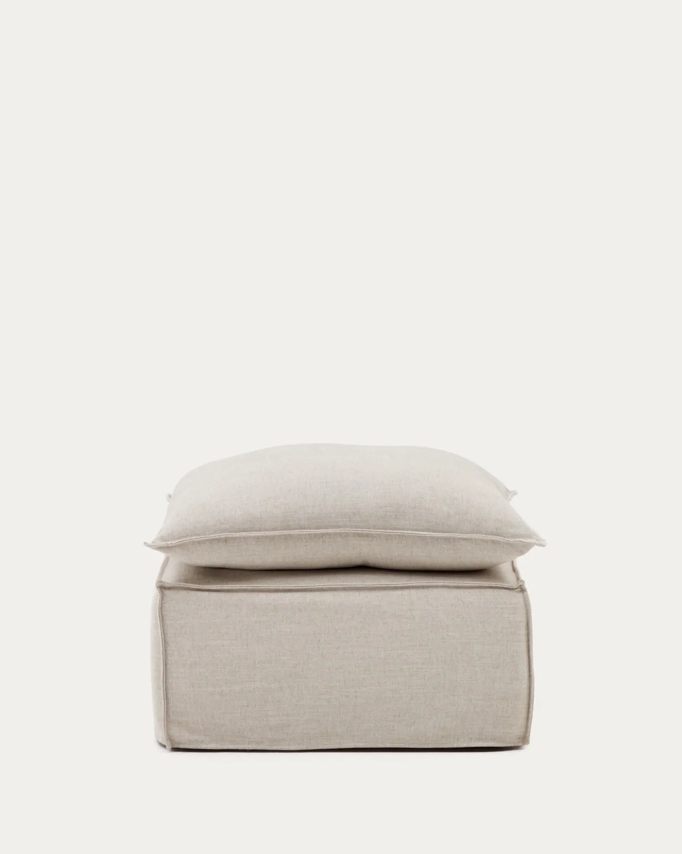 Kave Home Poef Anarela Beige Linnen Kussen 80x80cm