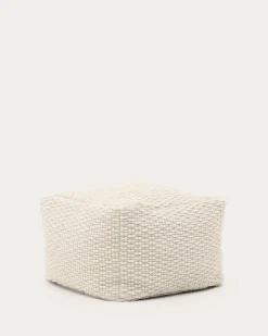 Kave Home Poef Mascarell Katoen En Polyester Wit 60x60cm