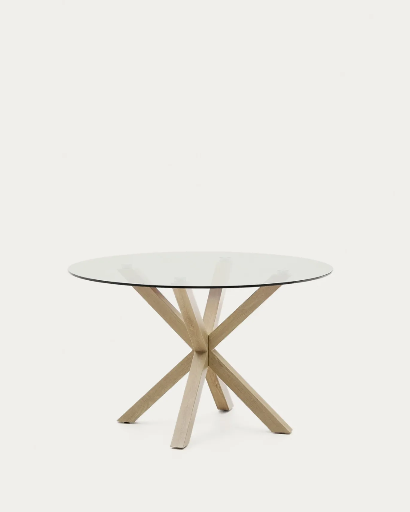 Kave Home Ronde Glazen Tafel Argo Houteffect Ø119cm