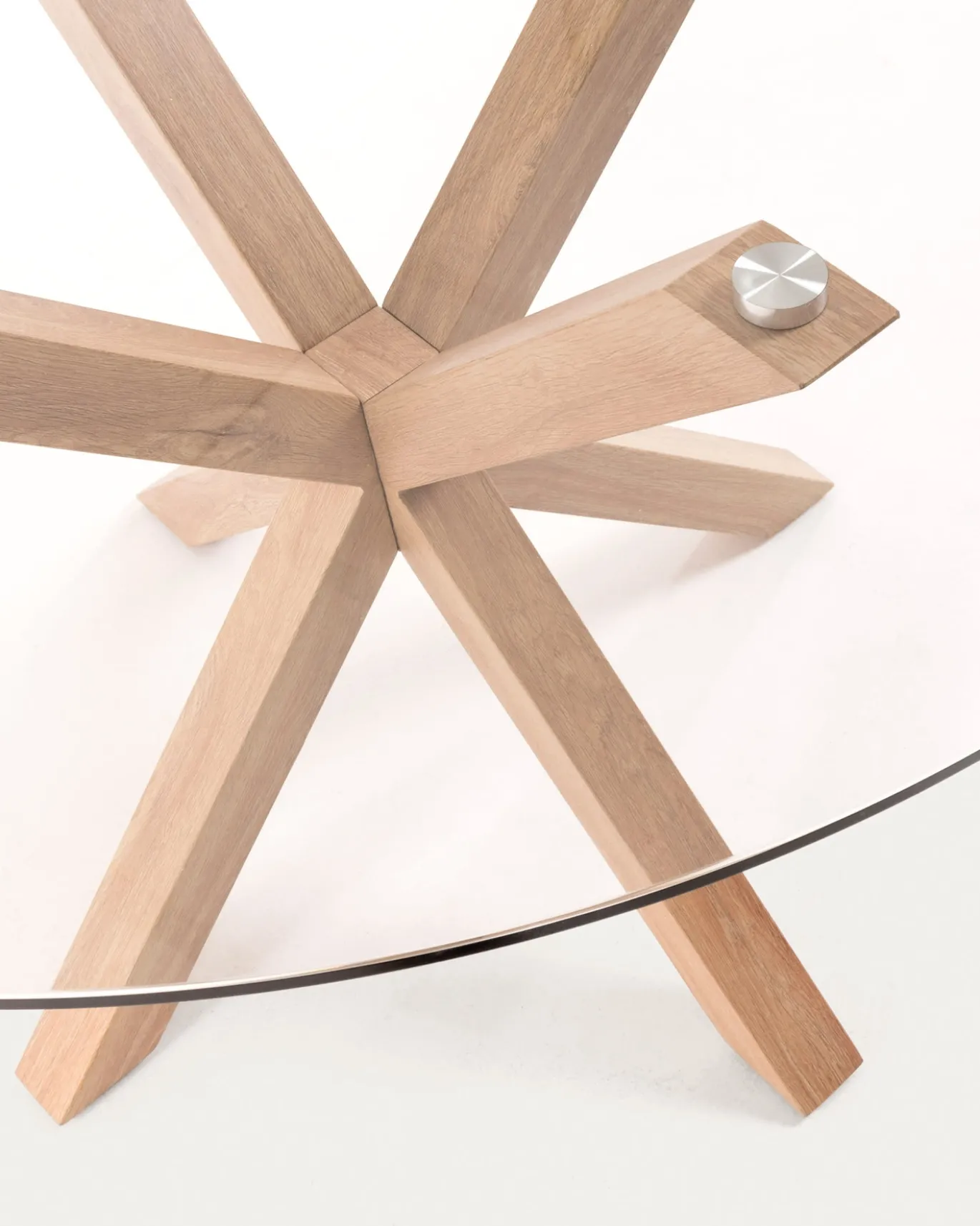 Kave Home Ronde Glazen Tafel Argo Houteffect Ø119cm