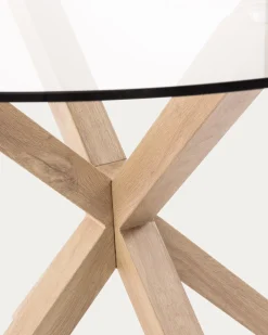 Kave Home Ronde Glazen Tafel Argo Houteffect Ø119cm
