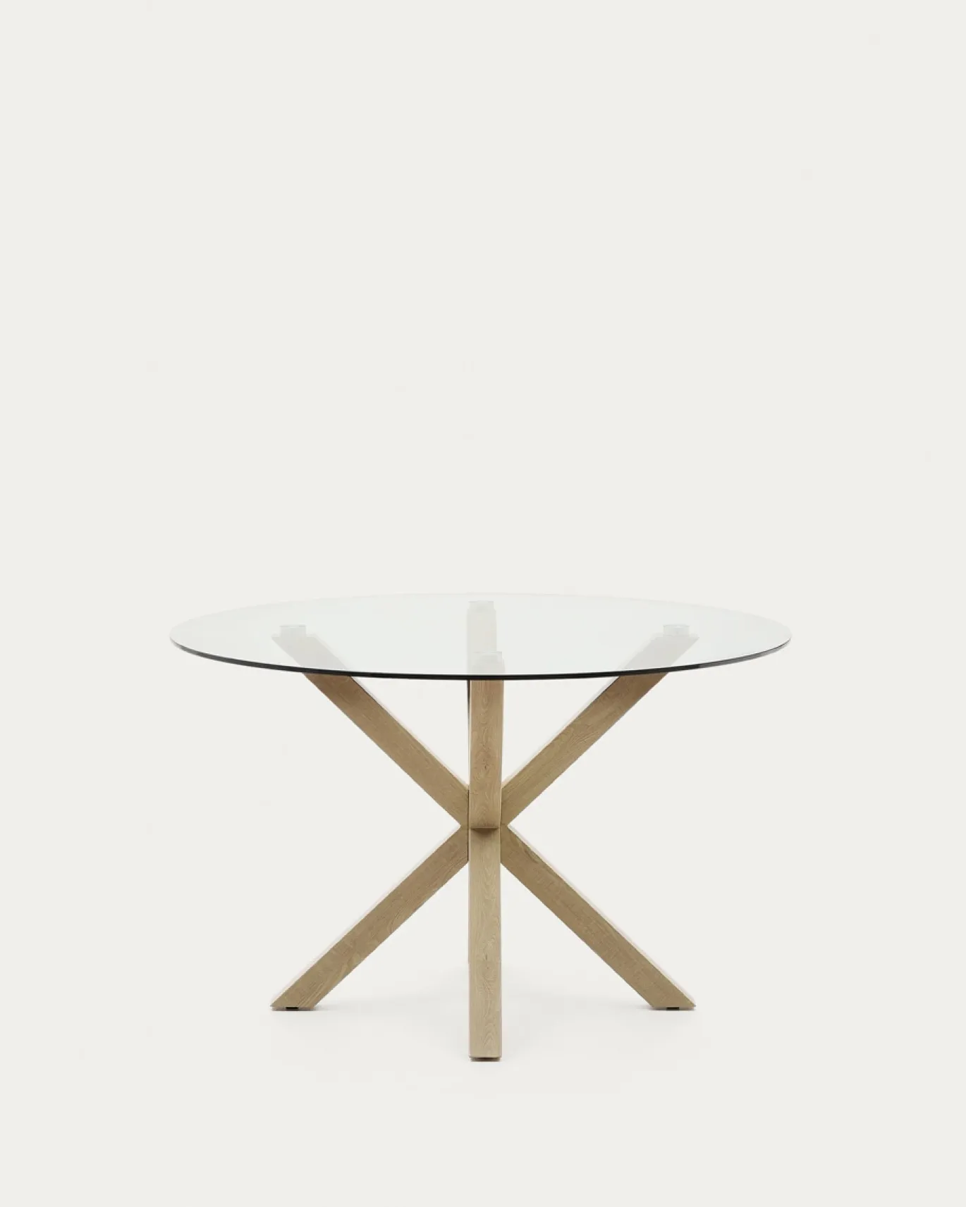Kave Home Ronde Glazen Tafel Argo Houteffect Ø119cm