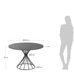 Kave Home Ronde Glazen Tafel Niut Zwart Ø120cm