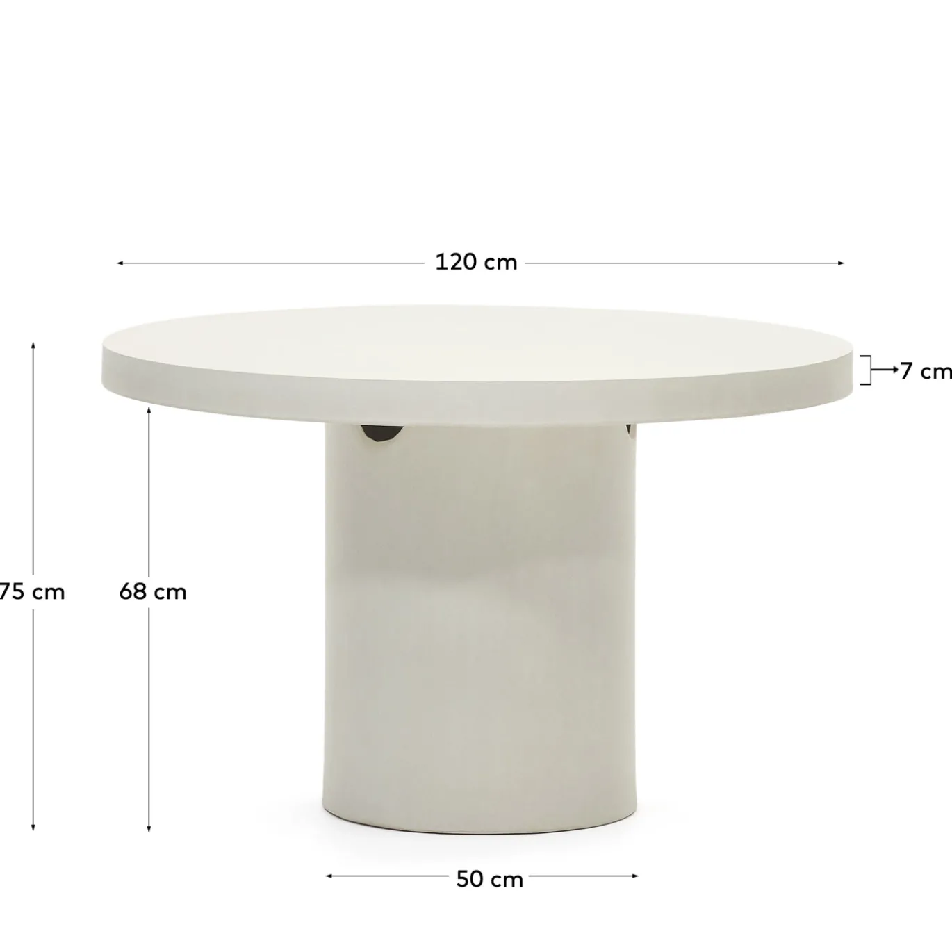 Kave Home Ronde Tafel Aiguablava Wit Cement Ø120cm