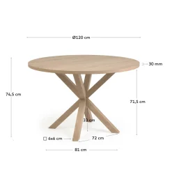 Kave Home Ronde Tafel Argo Naturel Melamine Houteffect Ø120cm