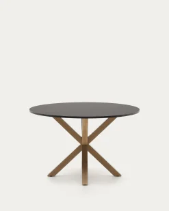 Kave Home Ronde Tafel Argo Zwartgelakt Mdf Houteffect Ø120cm