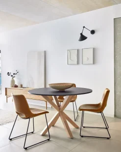 Kave Home Ronde Tafel Argo Zwartgelakt Mdf Houteffect Ø120cm