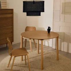 Kave Home Ronde Tafel Indara Essenhoutfineer en Rubberhout Ø110cm