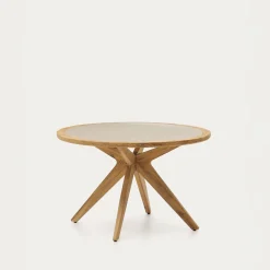 Kave Home Ronde Tafel Julieta Beige Polybeton En Acaciahout Ø120cm