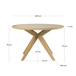 Kave Home Ronde Tafel Julieta Beige Polybeton En Acaciahout Ø120cm