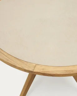 Kave Home Ronde Tafel Julieta Beige Polybeton En Acaciahout Ø120cm