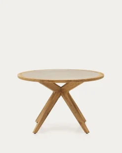 Kave Home Ronde Tafel Julieta Beige Polybeton En Acaciahout Ø120cm