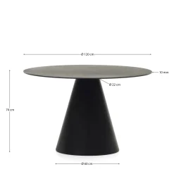 Kave Home Ronde Tafel Wilshire Gehard Glas Mat Zwart Ø120cm