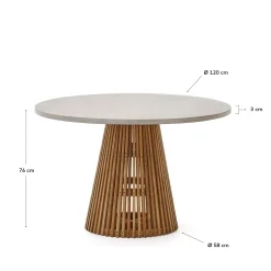 Kave Home Ronde Tuintafel Alcaufar Teakhout en Grijs Cement Ø120cm