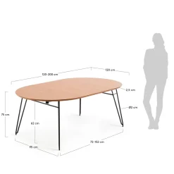 Kave Home Ronde Uitschuifbare Tafel Novac Ø120 (200)x75cm