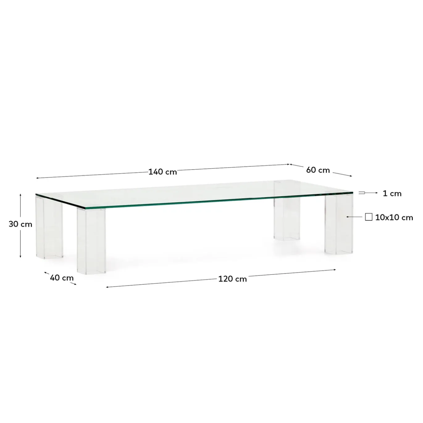 Kave Home Salontafel Adularia Glas 140cm