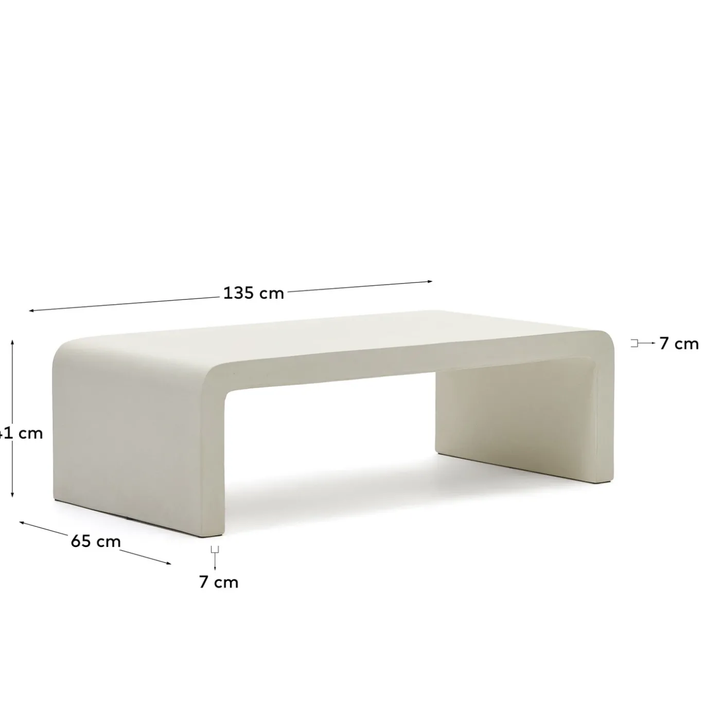 Kave Home Salontafel Aiguablava Wit Cement 135x65cm