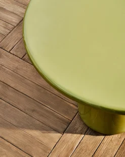 Kave Home Salontafel Albanella Cement met Glanzend Groene Afwerking Ø65cm