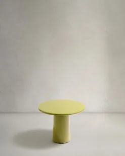 Kave Home Salontafel Albanella Cement met Glanzend Groene Afwerking Ø65cm