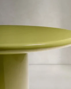 Kave Home Salontafel Albanella Cement met Glanzend Groene Afwerking Ø65cm