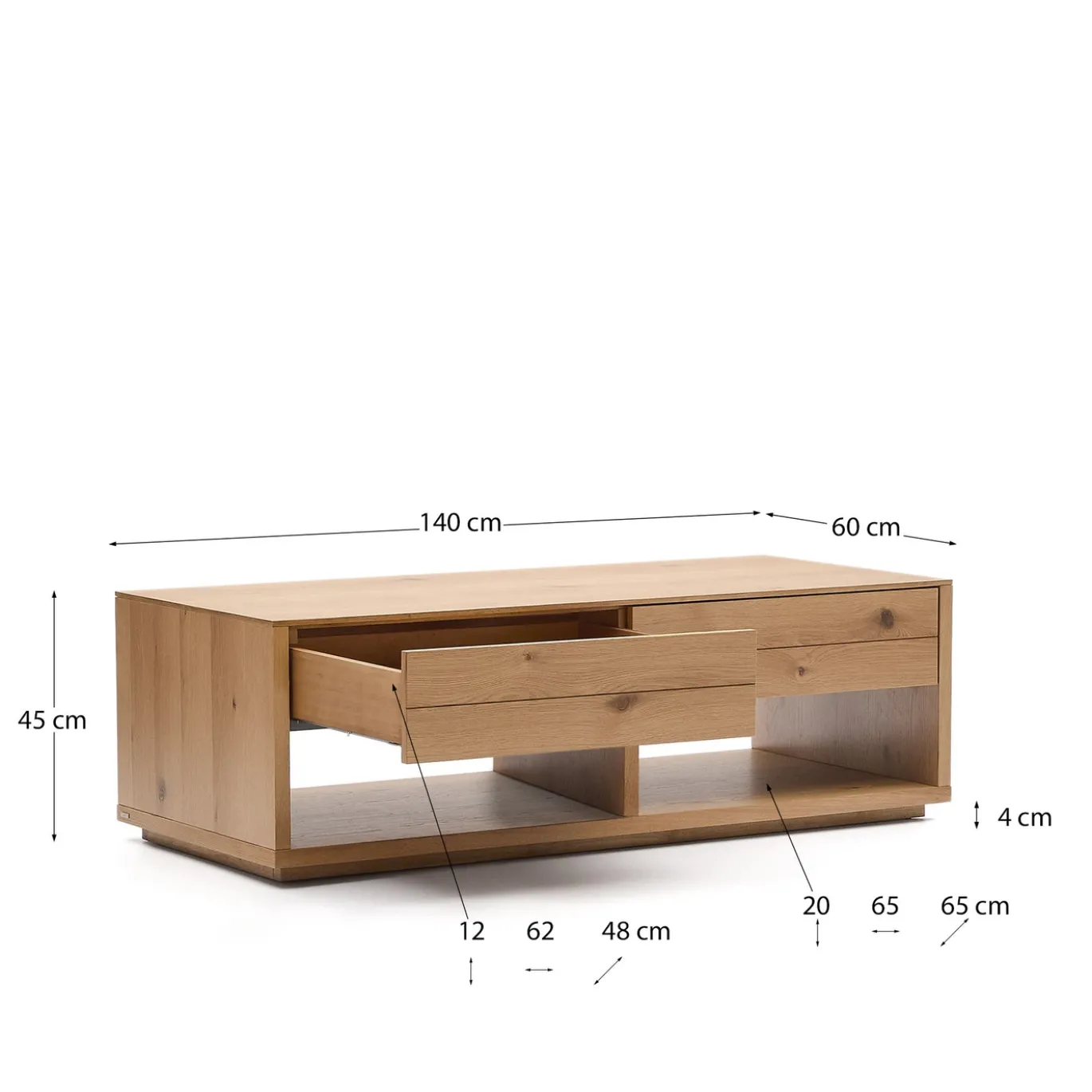 Kave Home Salontafel Alguema Naturel 2-Lades 140cm