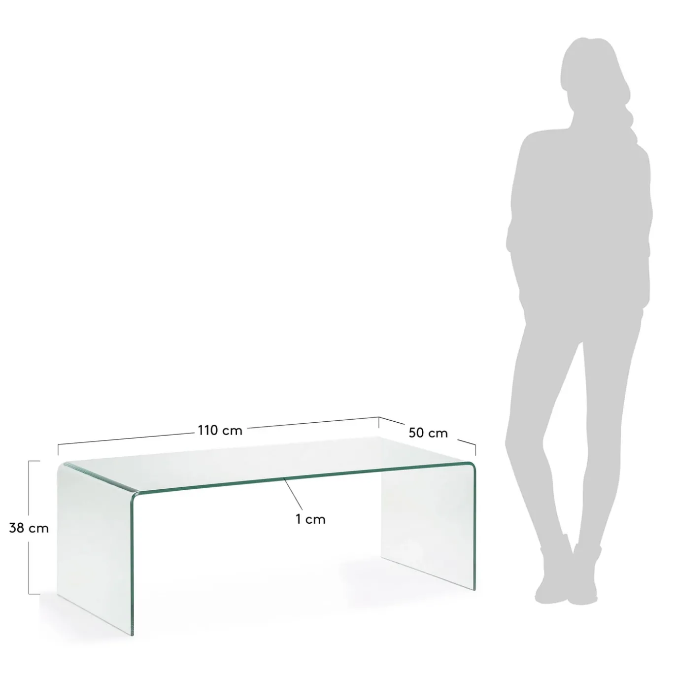 Kave Home Salontafel Burano Glazen 110x50cm
