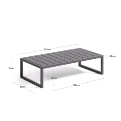 Kave Home Salontafel Comova Outdoor Zwart Aluminium 60x114cm