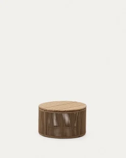 Kave Home Salontafel Dandara Staal Beige Massief Acaciahout Ø60cm