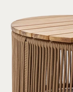 Kave Home Salontafel Dandara Staal Beige Massief Acaciahout Ø60cm