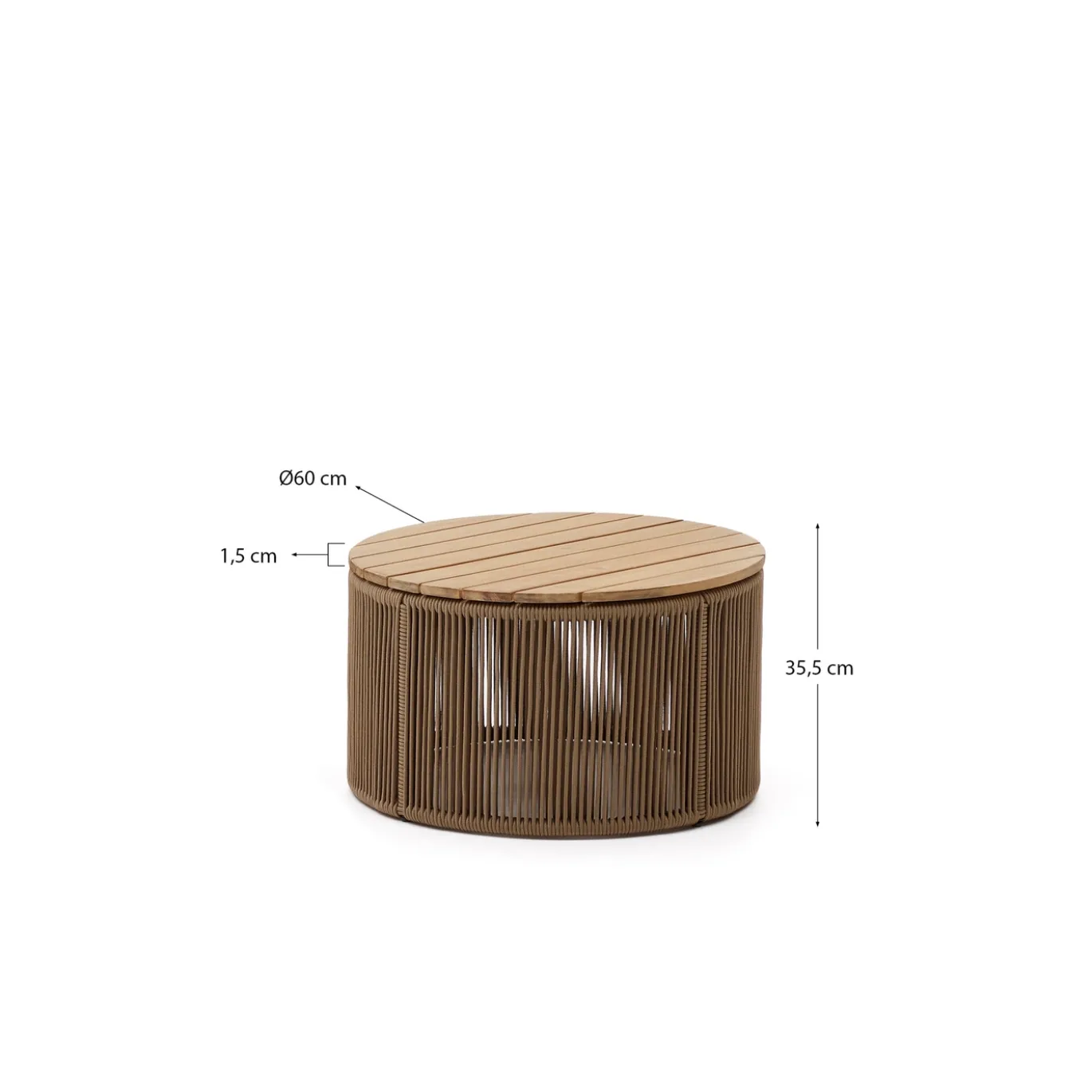 Kave Home Salontafel Dandara Staal Beige Massief Acaciahout Ø60cm