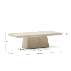 Kave Home Salontafel Drasi Cement met Travertijneffect 140x70cm