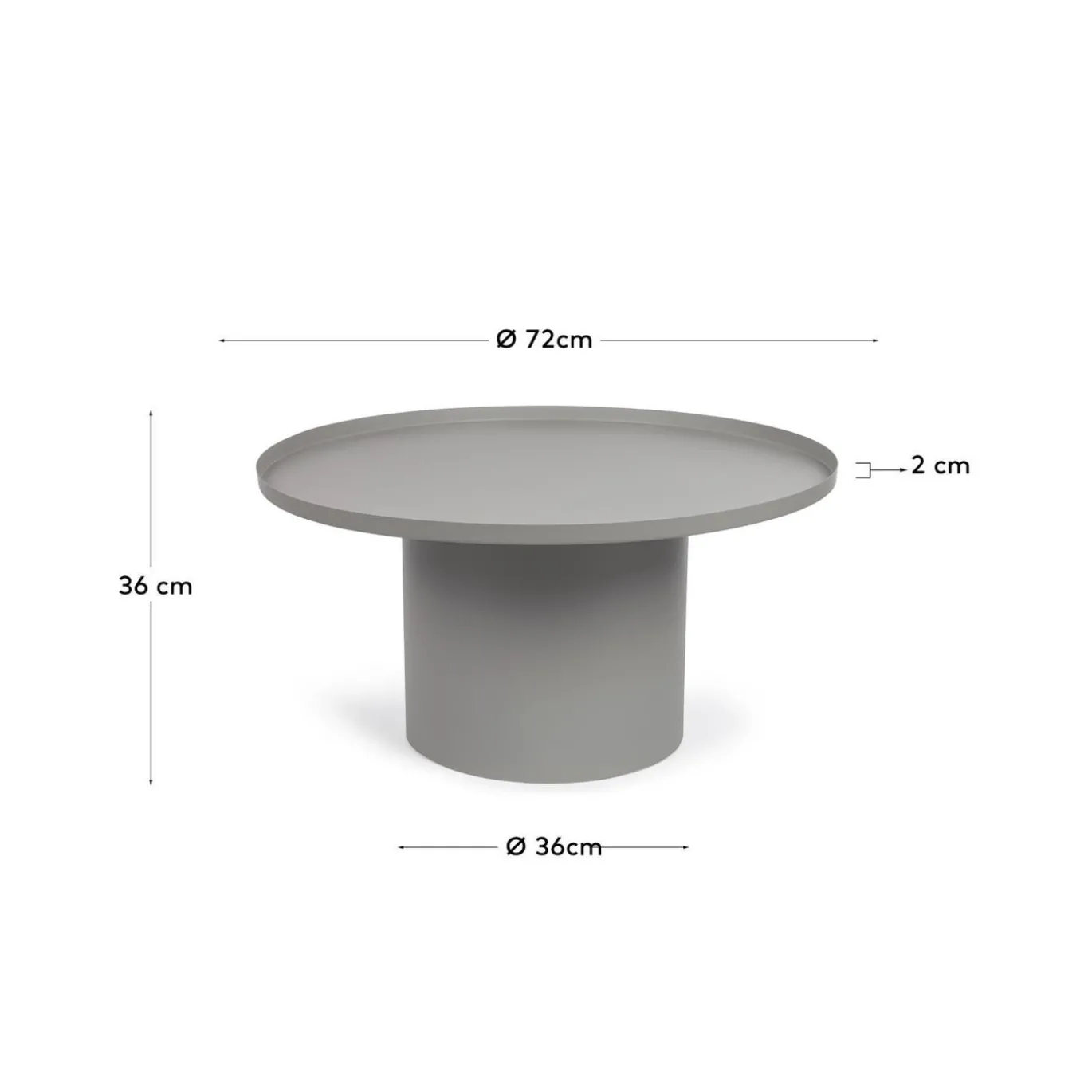 Kave Home Salontafel Fleksa Rond Grijs Metaal Ø72cm